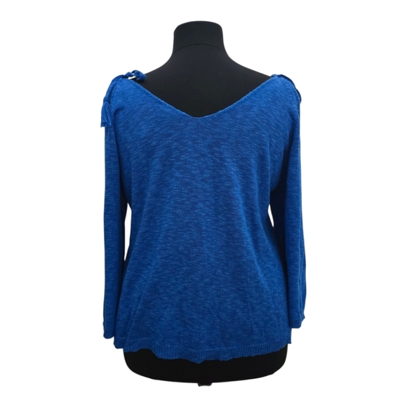 Cato Women's Plus  Cold Shoulder Blue Knit Sweater 26W 28W - Picture 4 of 6